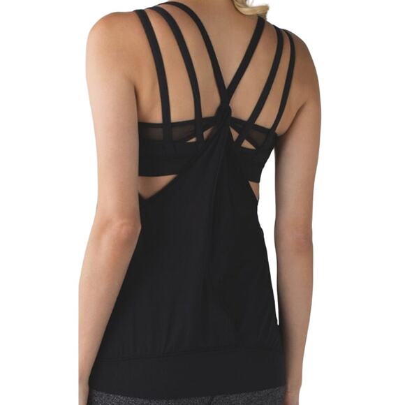 Lululemon Nouveau Limits Tank Luxtreme Lycra Built in Bra Wicking Black 6 - Picture 1 of 5